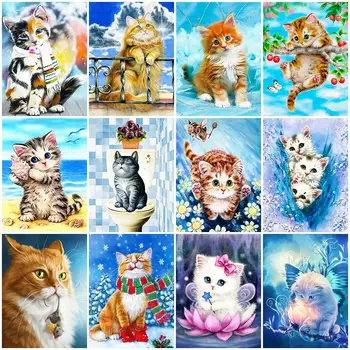 

DIY Oil Painting By Numbers Cartoon Cat Coloring By Numbers Wall Art Painting Arcylic Hand Painted Gift Room Decoration