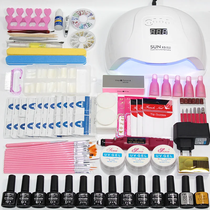 

Nail set 12colors nail polish varnish varnish manicure set with 54/48/36W UV lamp LED electric nail drill machine manicure tools