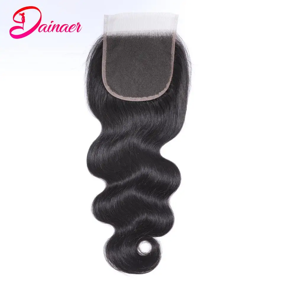 Brazilian Body Wave Closure Remy Hair 4x4 Lace Closure Middle/three