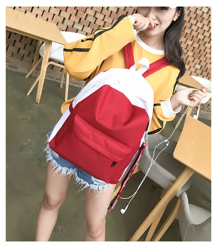 Школьная сумка студенческий корейский стиль кампус Harajuku Ulzzang крутой рюкзак контрастный цвет тренд Универсальный Холщовый Рюкзак