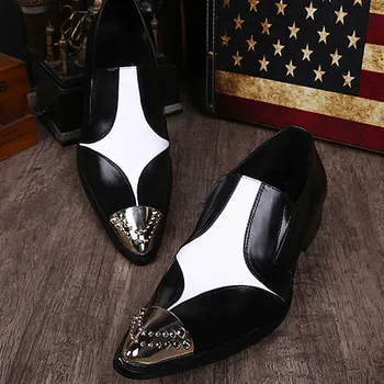 

Shoes Men Genuine Leather Slip-on Casual Korean Style Steel Toe Shoes Loafers Full Grain Leather Cow Leather Rubber Solid GSTN51