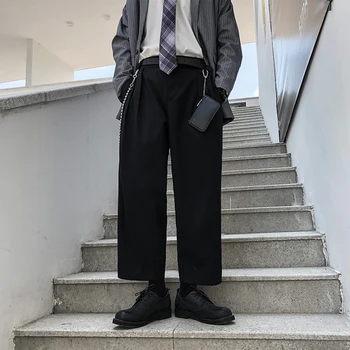 

Japan Trousers Men New Loose Straight Suit Pants Male Streetwear Vintage Fashion Business Casual Wide Leg Suit Pant