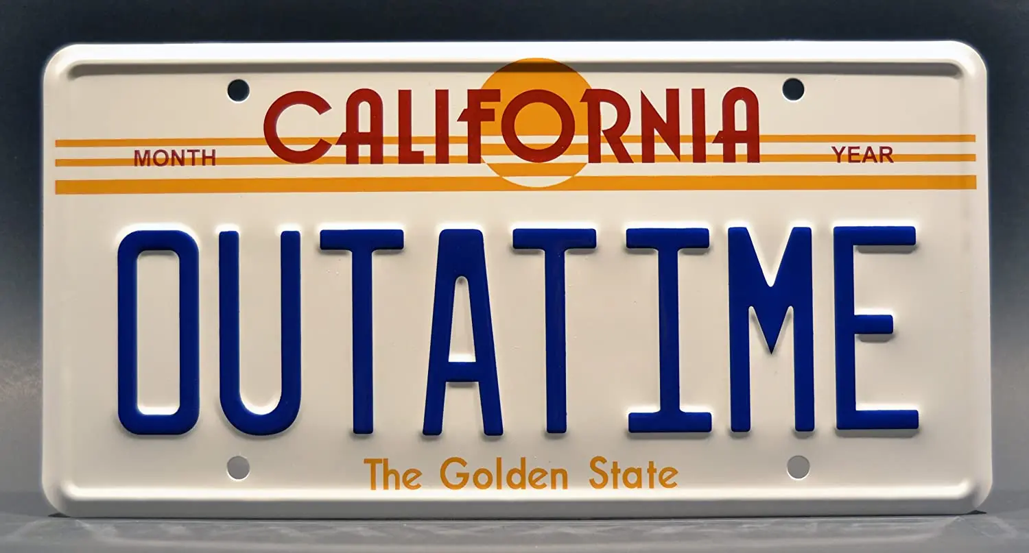 Машины знаменитостей Назад в будущее | Outatime + 2015 Металлические номерные знаки Дом