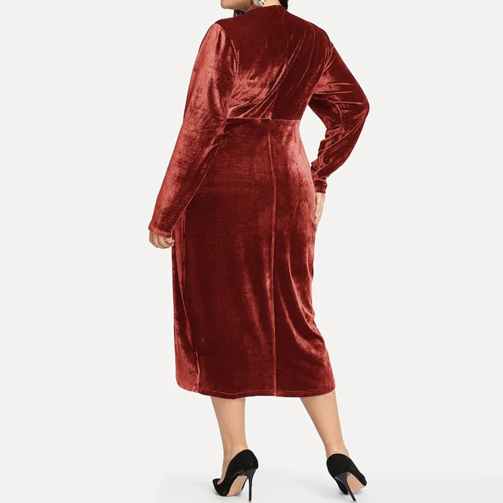 SAGACE, модное женское Свободное платье с v-образным вырезом и длинными рукавами большого размера, женское вечернее комфортное платье макси с рукавами