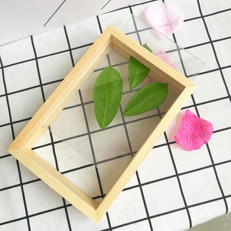 Двухсторонняя фоторамка из смолы DIY образцы растений из твердой древесины рамка для свадебной комнаты украшение для рабочего стола фоторамки орнамент