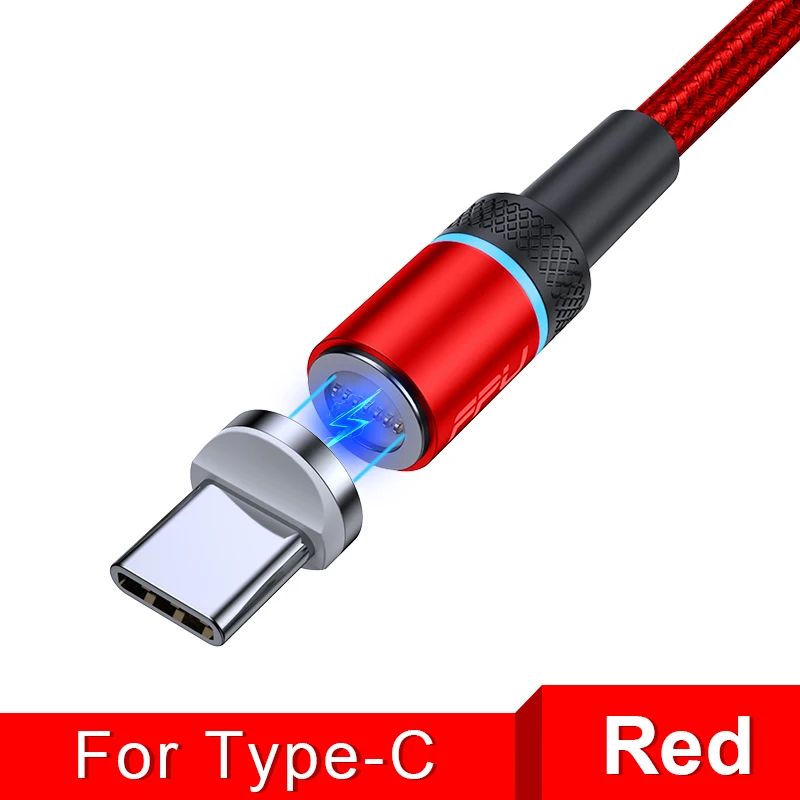 FPU Магнитный кабель Micro usb type C для iPhone кабель 1 м 2 м 3A провод для быстрой зарядки провод type-C магнит зарядное устройство кабели для мобильных телефонов - Цвет: Red For Type C