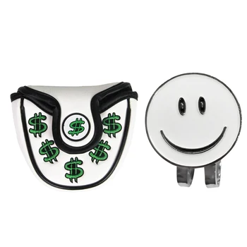 

PU Golf Mallet Head Cover Putter Protector Guard & Hat Clip Ball Marker Center Putter Cover Headcover Protector Guard