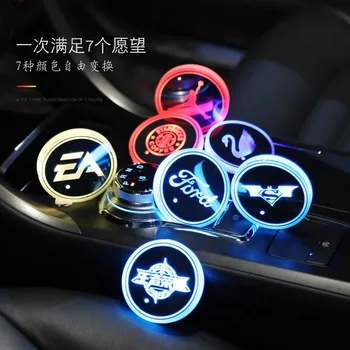 

Car LED Colorful Water Cup LED Mat Lights Seat Trim Accessories For BMW Toyota For Land Rover Audi Logo Decoration Lamp Headligh