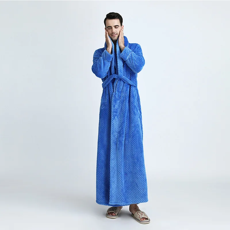 Банный халат, пеньюар, зимнее теплое кимоно, фланелевый плотный женский халат, одежда для сна, спальный халат, утренний халат - Цвет: tianlannan