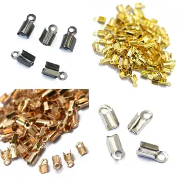 

400pcs Mixed Color Ribbon Crimp Ends Cord Clamps Ribbon Bracelet Pinch 10mm