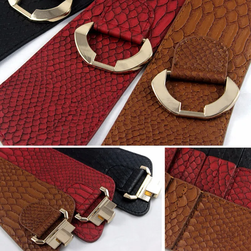 Elastischer Damen-Breitgürtel, modischer Cinch-Gürtel, Kummerbund, geeignet für Kleid, Mantel, Metall-Litschi-Muster, breite Taillengürtel_voghion.com