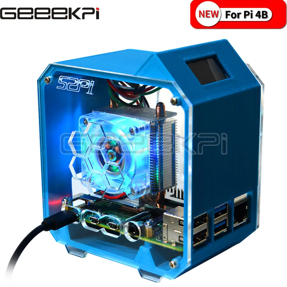 GeeekPi Ice Tower Cooling Fan V2.0 Super 7 Colours Light Bracket 3D Printer Case for Raspberry Pi 4B / 3B / 3B+