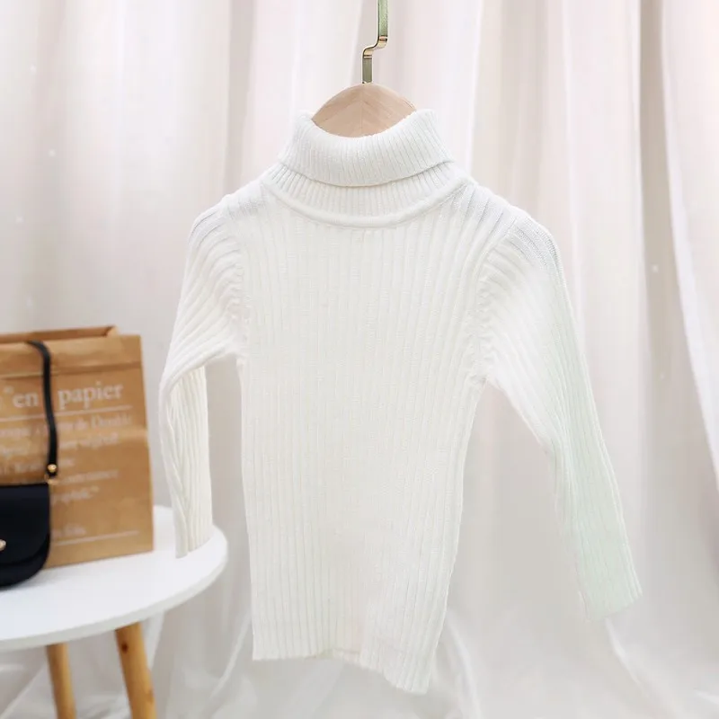 Baby Girls Sweater Winter High Collar Warm Wild Bottoming Sweater 6 Color Soft children's knitted sweater