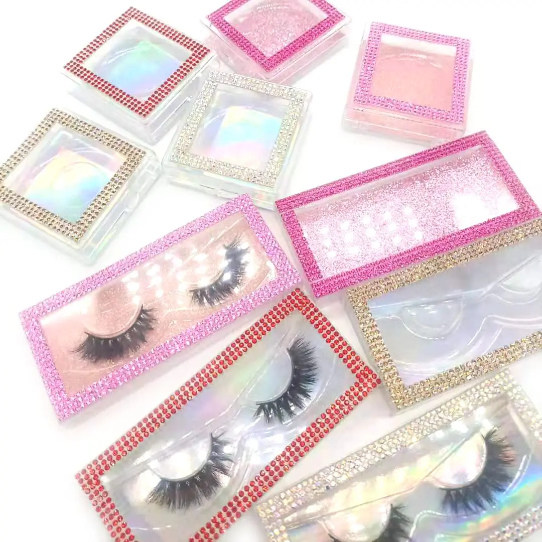 Empty Eyelash Package Hot Style strip Lashes Box 3D/5D Mink Eyelash Case Plastic Eyelash Package Faux Mink Lash Packaging