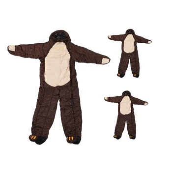 

Waterproof Brown Bear Humanoid Sleeping Bag Cute Fashion Outdoor Camping Sleeping Bag -5℃-0℃ Warm Polyester Hiking Adventure Win