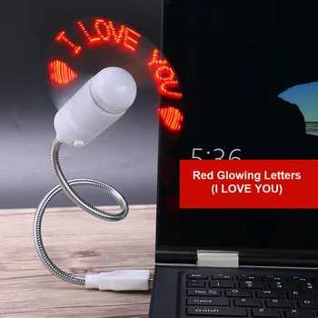 

Mini Creative LED Fan Flashing I Love You Flexible USB Charging Gooseneck Decktop Cooler Fan for Laptop Notebook Desktop PC Gift