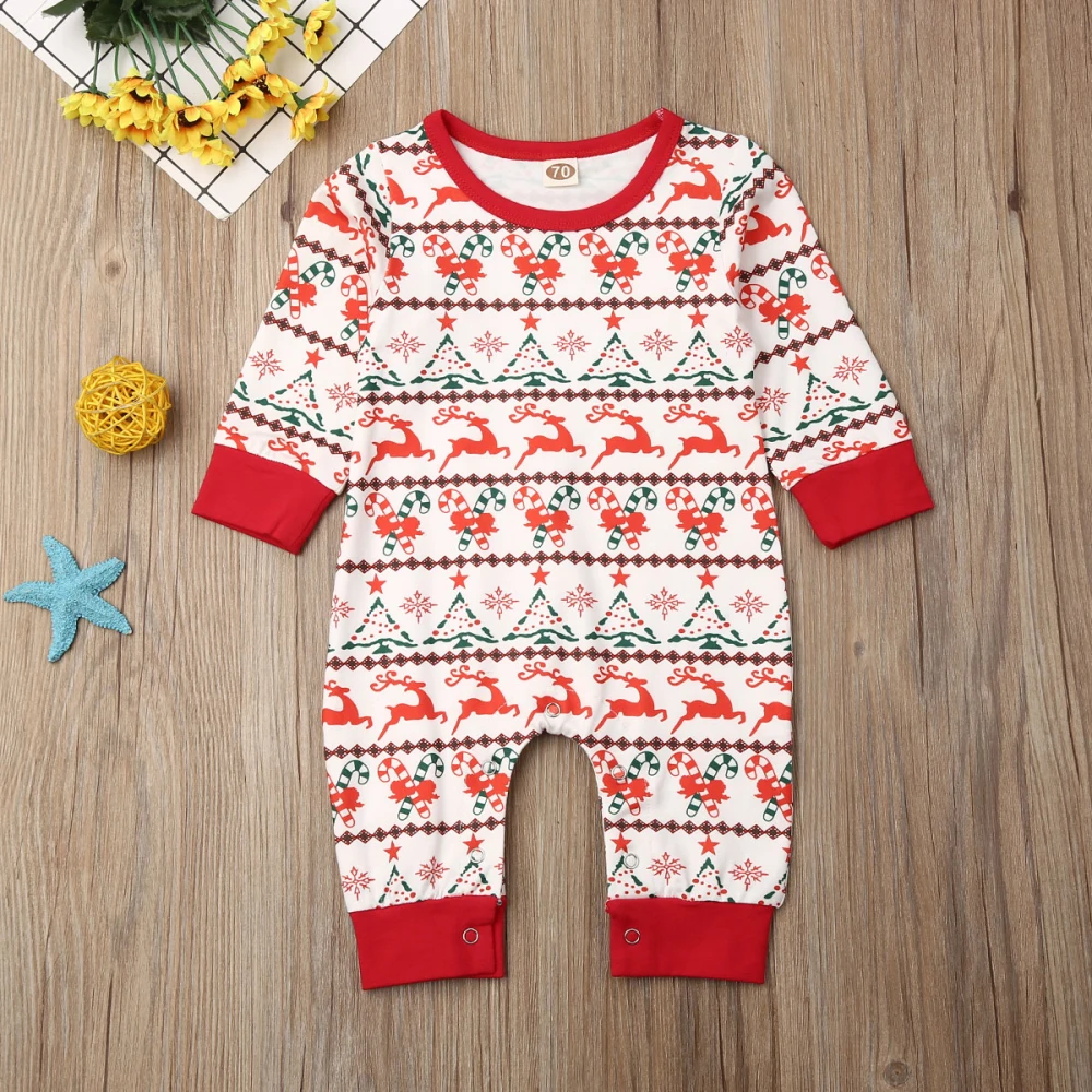 Коллекция года, весенне-осенняя одежда для малышей Рождественский комбинезон с длинными рукавами для маленьких мальчиков и девочек, пижамы, одежда для сна Рождественская одежда