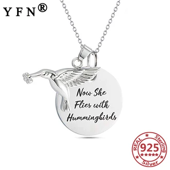 

YFN 925 Sterling Silver Urn Necklaces for Ashes Hummingbird Memorial Urns Necklaces Pet Ashes Casket Cremation Pendant Necklaces