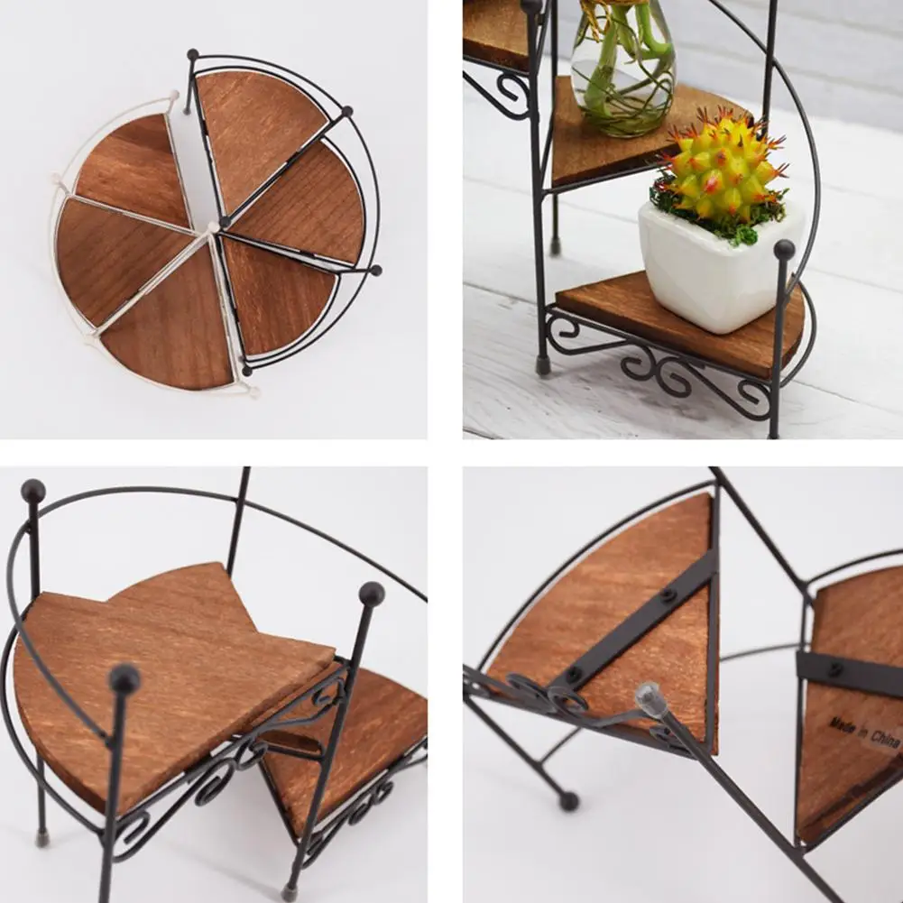 Мини железная 3 слойная подставка для цветов домашнего офиса горшок суккулентов