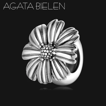 

TOP Quality 925 Sterling Silver Delicate daisy flowers Round Beads for jewelry Fit Original Pandora Charms Bracelets making