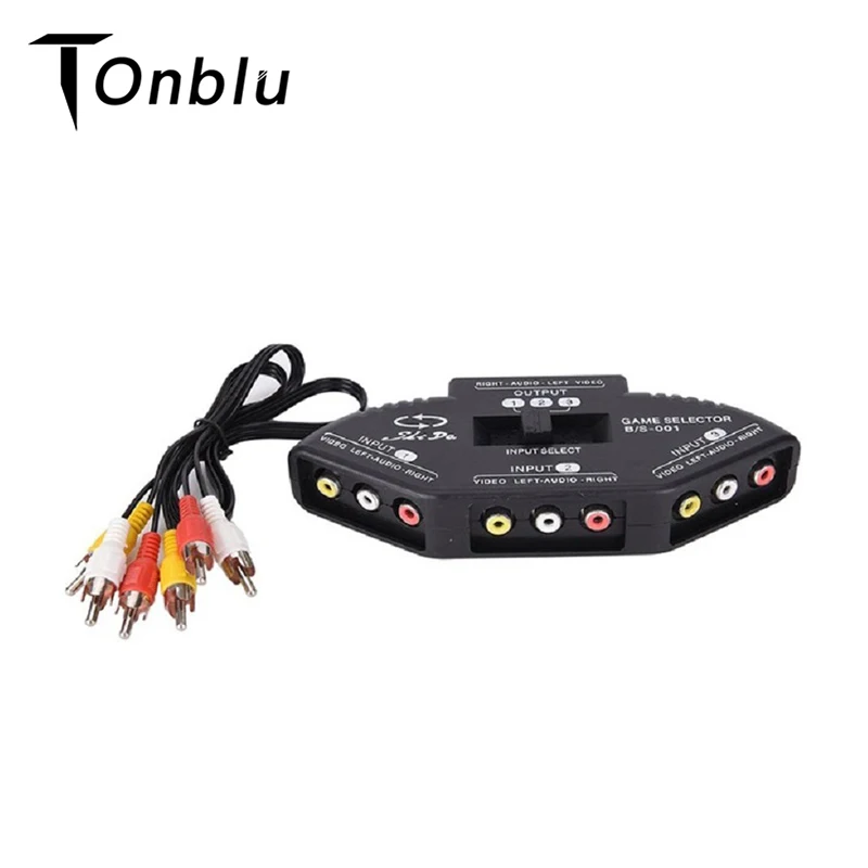 Tonbux RCA 3 сторонний аудио и видеосъемка черный переключатель селекторная коробка