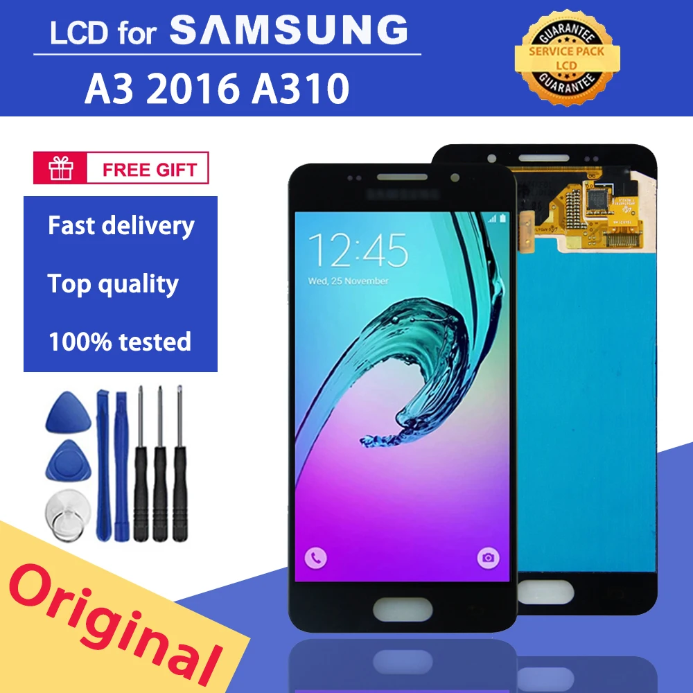 Оригинальный ЖК-дисплей 4 7 дюйма для Samsung Galaxy A3 2016 A310 A310F ЖК-экран с сенсорным
