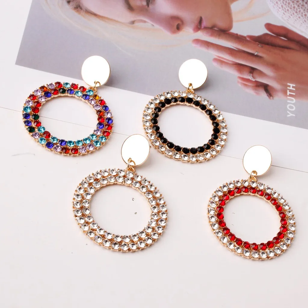 

Geometric Circle Zircon Earrings for Women Fashion Trendy Charms Elegant Luxury Dangle Drop Earring Jewelry Gift for Girls