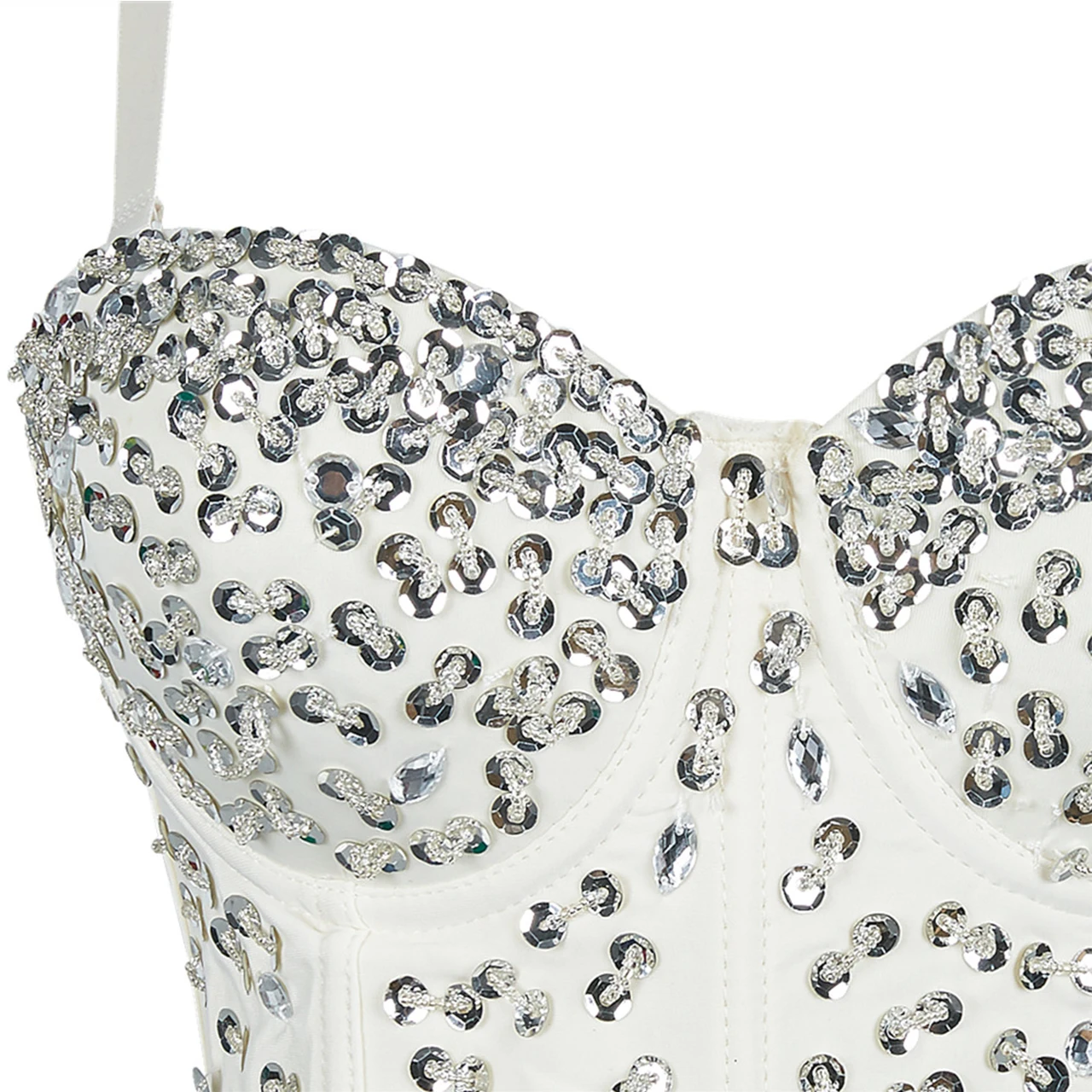 SXTHAENOO 2021 New Beaded Sequins Three-dimensional Chest Pad Woman Sling Corset Nightclub Party Wedding Camisole