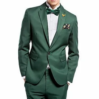 

Custom Made Groomsmen Green Groom Tuxedos Notch Lapel Men Suits Wedding/Prom Best Man Blazer ( Jacket+Pants+Tie)