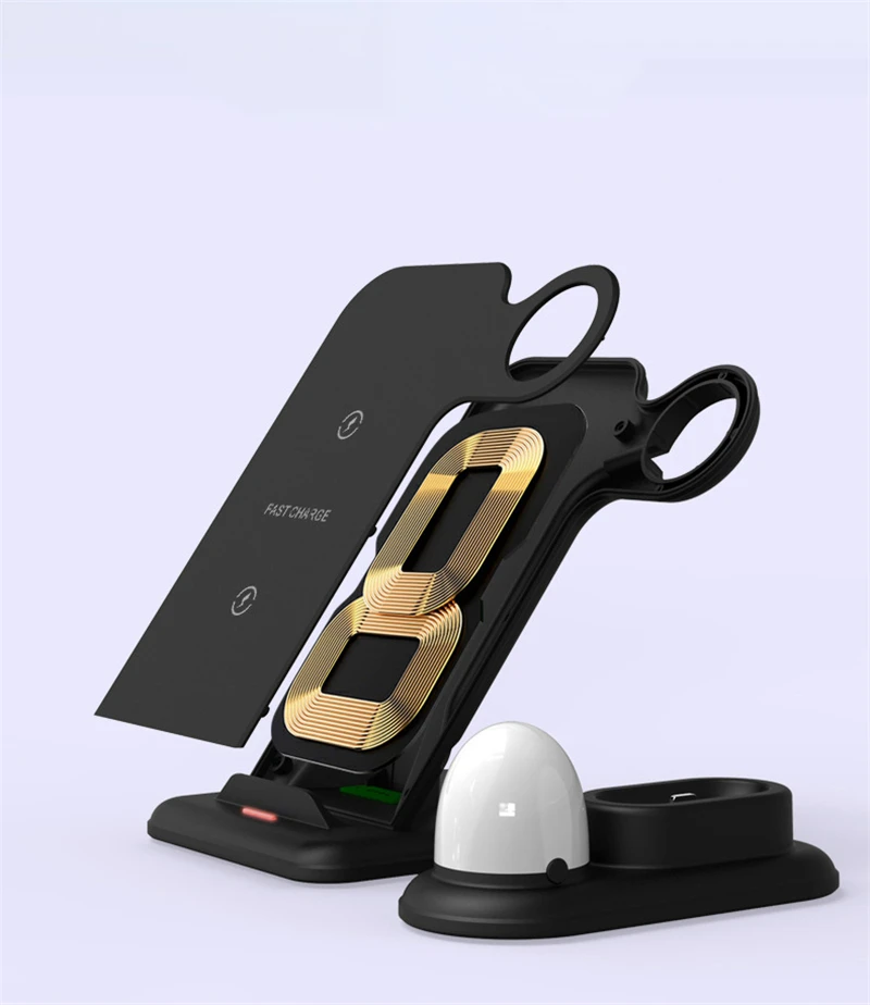 Беспроводная зарядная подставка для телефона iPhone 11 pro X XS Max XR 8 для Airpods Apple Watch 5 4 3 2 1 док-станция со светодиодный светильник