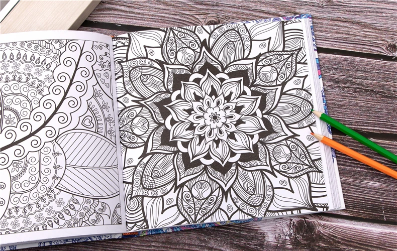  Stress Relieving Adult Coloring Book & Pencils - Zen