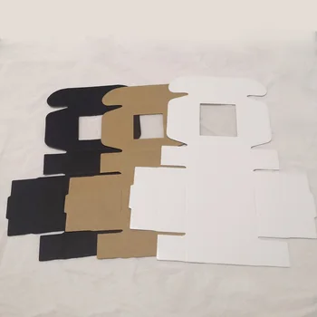 

15Pcs Brown Kraft Paper Packaging Box Blank Paperboard Gift Boxes Small Jewelry Packaging Box With Clear Window Party Supplies