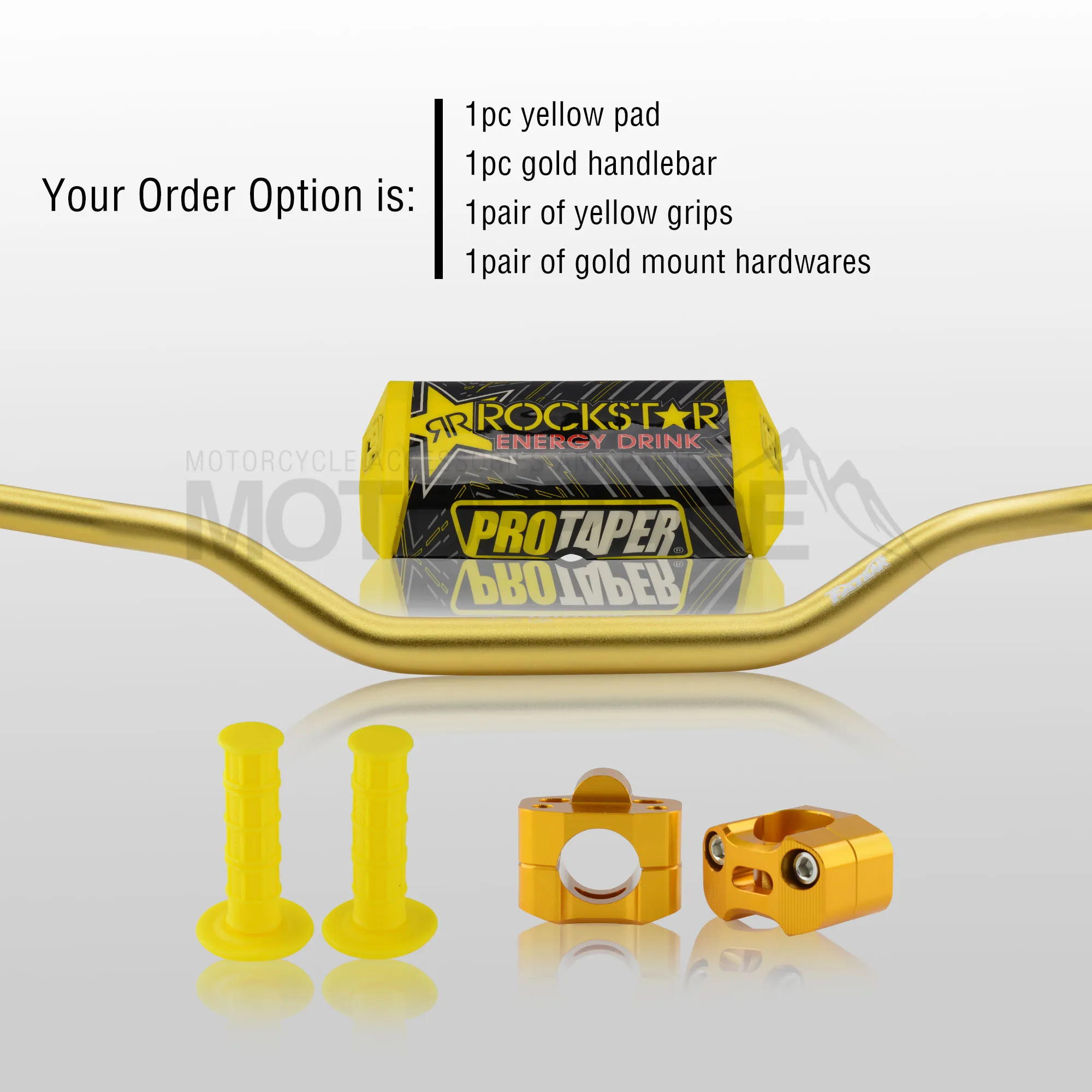 Руль для Pro Taper Pack Bar 1-1/" Renthal Fatbar Колодки Ручки Pit Pro Racing Dirt Pit Bike мотоцикл с адаптер cnc - Цвет: Gold Full Kit