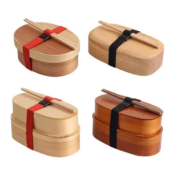 

Wooden Japanese-style Lunch Box Simple Log Multi-purpose Household Items High Quality and Brand New