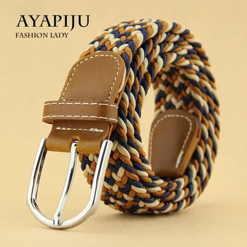 

110x3.3cm New Design Woman Elastic Braided Belt Female 2019 Elastic Mixed Weave Belts For Women Jeans Belts Cinto Feminino hot