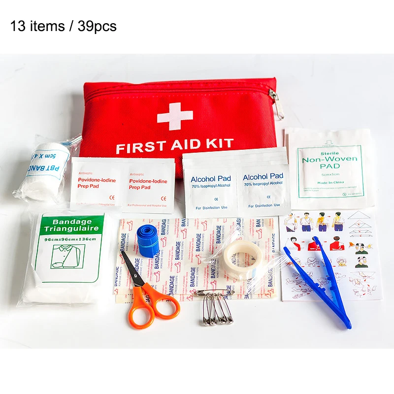 13 items/39pcs Waterproof Mini Outdoor Travel Car First Aid kit Home Small Medical Box Emergency Survival kit Household
