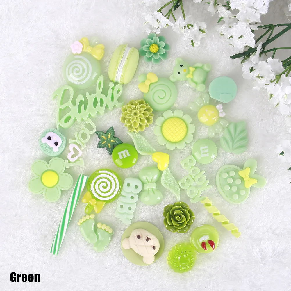 30Pcs Green 10/20/30 шт полимерная для торта Подвески поставки слаймов мягкий комплект глины DIY аксессуары украшения антистресс дополнение для пластилиновые игрушки - Цвет: 30Pcs Green
