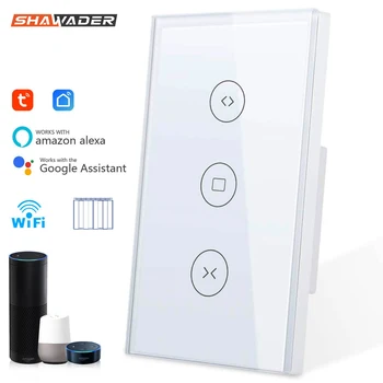 

Smart WiFi Curtain Switch Touch Glass Panel Remote Timer Control Motorized Electrical Roller Blinds work with Alexa Google Home