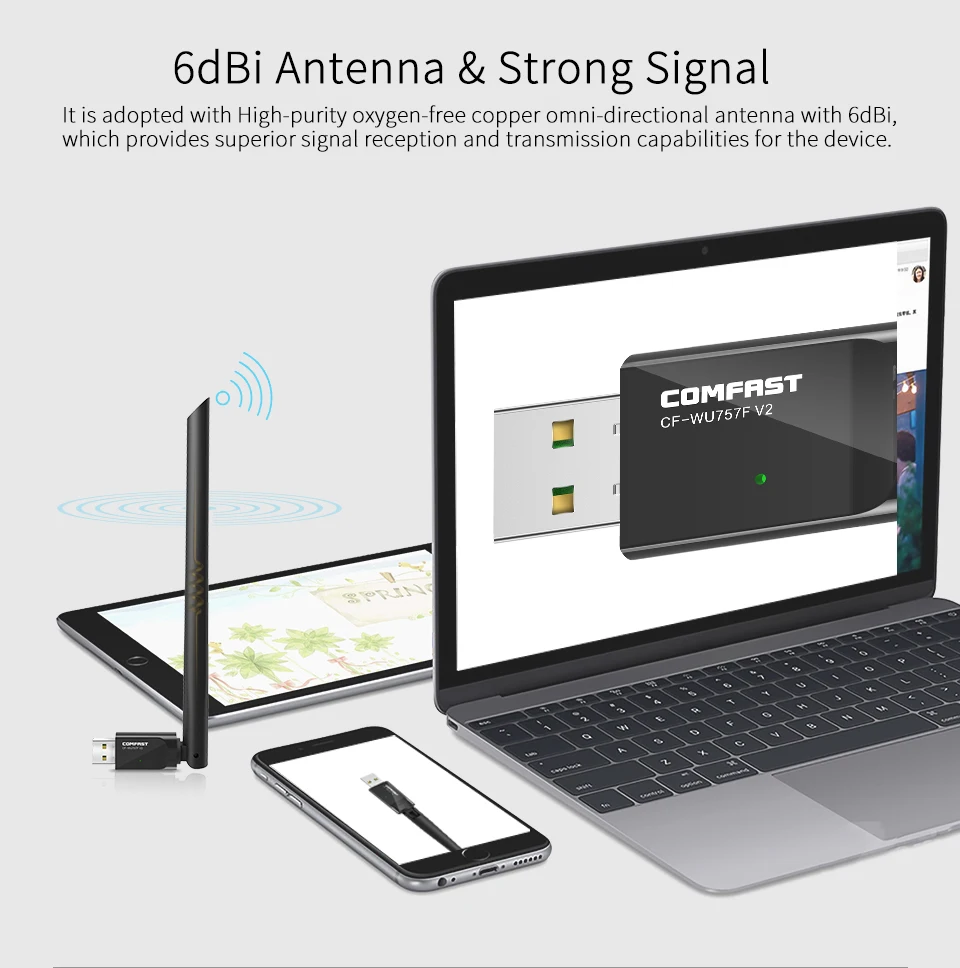 COMFAST Бесплатный драйвер usb wifi беспроводная сетевая карта для ПК 150 Мбит/с мини wifi адаптер с 6dBi антенной WPS шифрование одним ключом