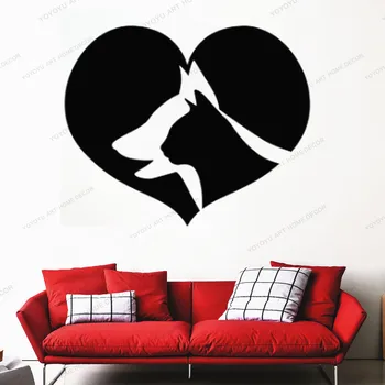 

Love Heart Pattern Vinyl Sticker Animal Dog Cat Puppy Art Wall Decals Pet Hospital Wall Decor Bedroom Pattern Removable WQ88