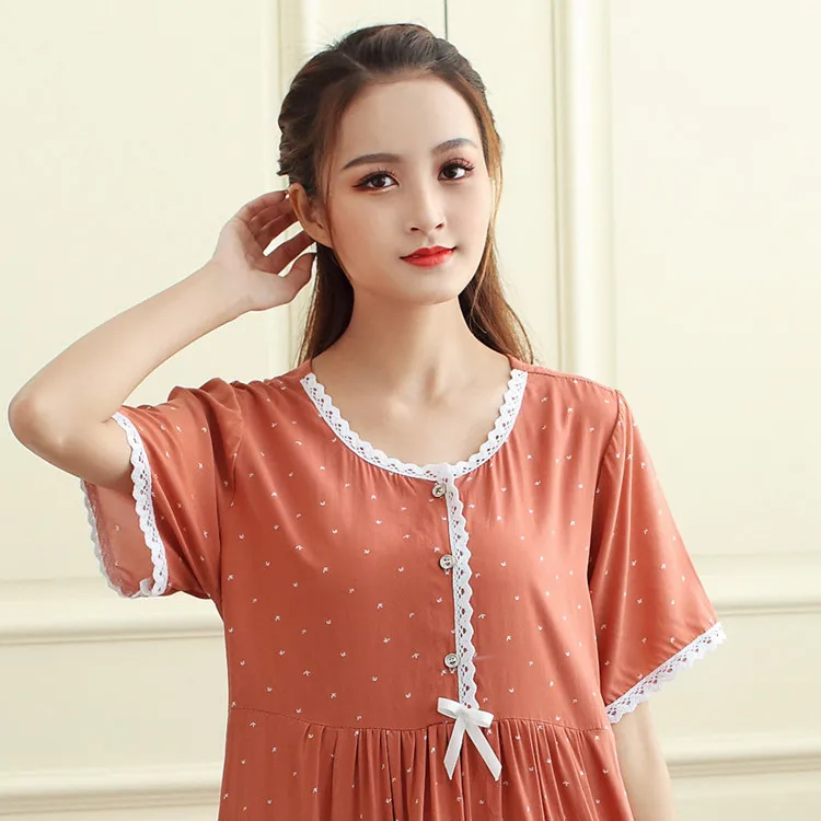 New loose dress women short sleeve summer nightgown casual home