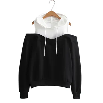 

Women's Off Shoulder Long Sleeve Hoodie Sweatshirt Hooded Pullover Tops Women Hoodies Sweatshirts