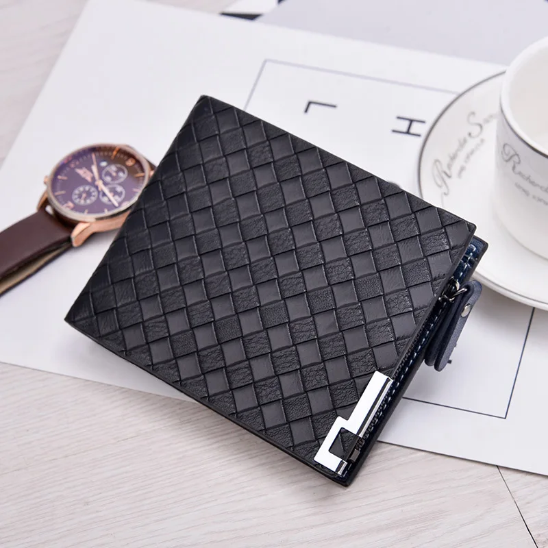 

Hengsheng MEN'S Wallet Short Wallet Europe And America Style Woven Pattern Zipper Wallet Manufacturers Direct Selling