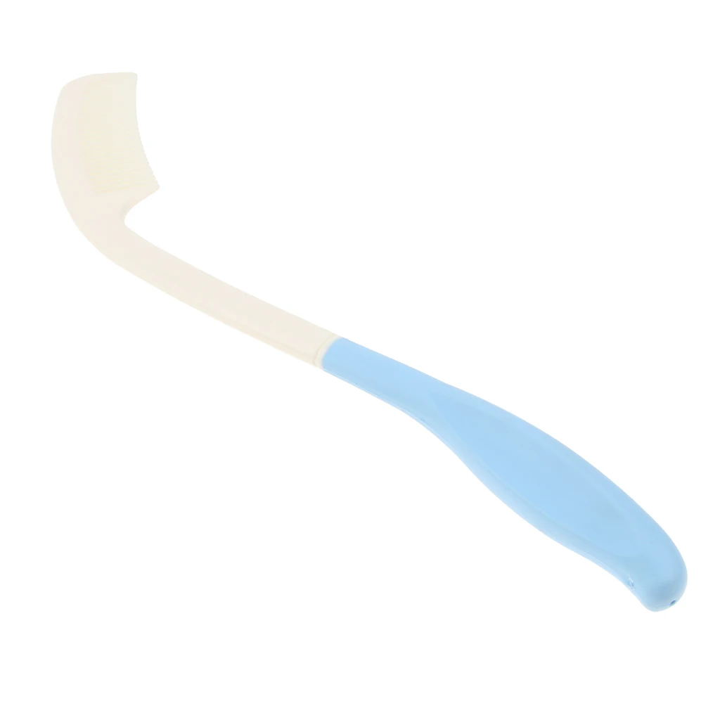 Elderly Arthritis Hand-Disabled Non Slip Long Reach Handheld Plastic Hair Comb Hairbrush Hair Brush Blue White