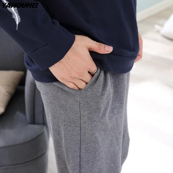 

Casual Cotton Pajama Sets for Men 2020 Autumn Winter Long Sleeve O-Neck Pyjama Print Nightwear Male Lounge Homewear Home Clothes