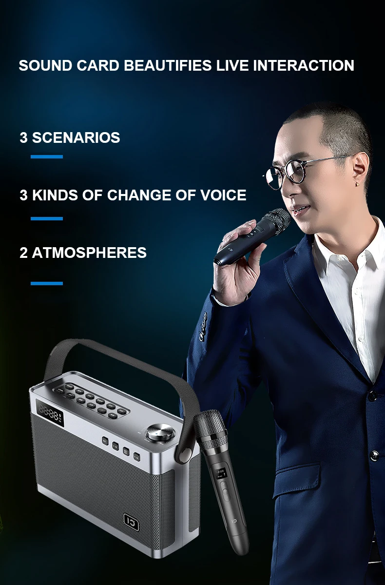 Портативный UHF Bluetooth 5,0 динамик 4000 мАч бас стерео объемный сабвуфер домашний открытый динамик с микрофоном Поддержка подключения гитары