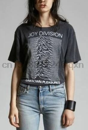 Vintage Fashion 80S Post Punk Band Joy Division Unknown Pleasure Unisex T Shirt Casual Black Tee |