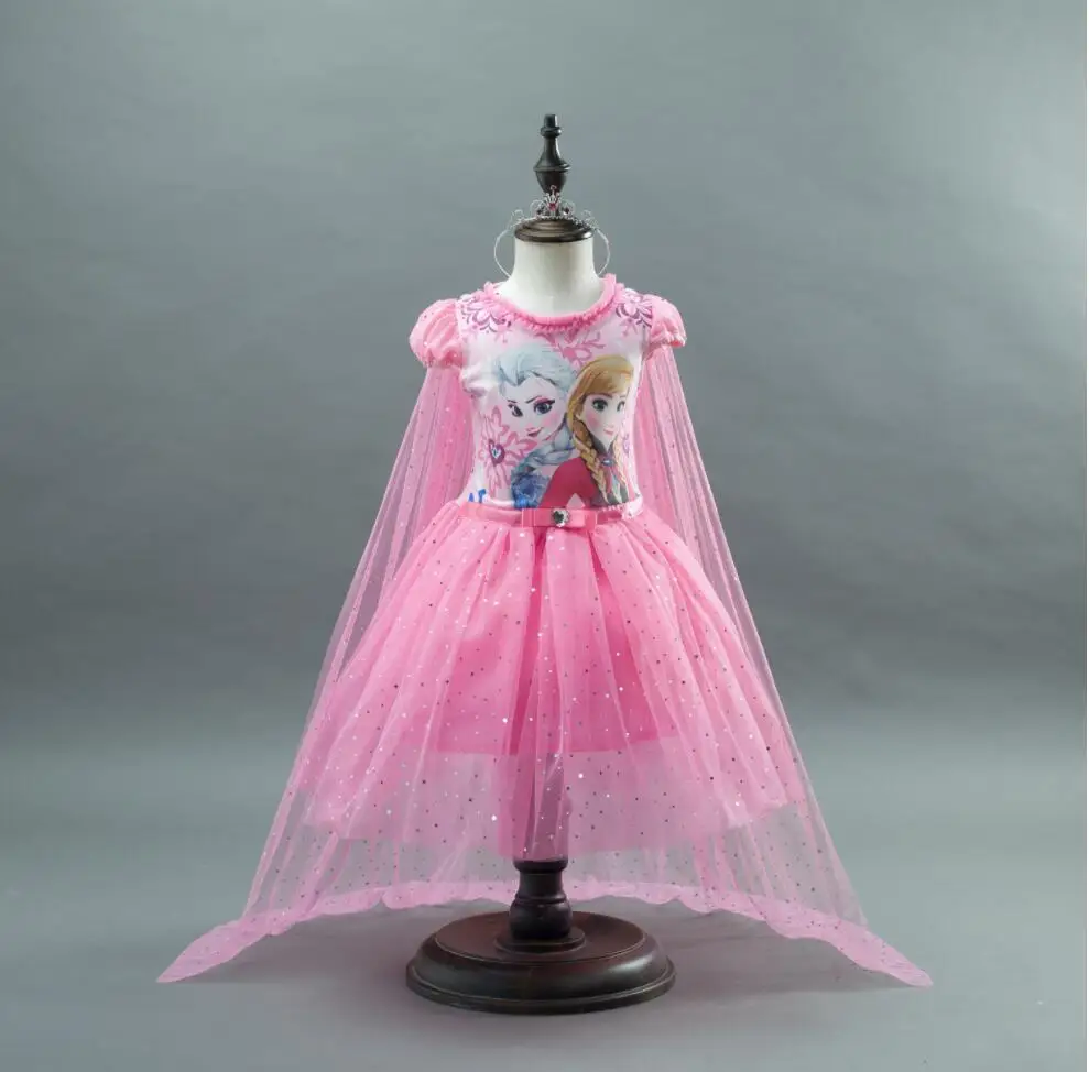 5pcs Girls Summer Dress Elsa Anna Baby Kids Clothes Girl Snow Queen Cosplay Costume Birthday Party Children Clothing Vestidos