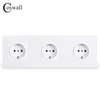 COSWALL Wall Power Socket Grounded 16A EU Standard Triple Outlet With Children Protective Door Black White Gold Grey PC panel ► Photo 1/6