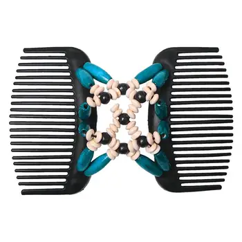 

1 PCS Hot Selling Women Girls Easy Magic Imitation Wooden Beads Double Hair Comb Clip Stretchy Hair Clip Hair Accessories Ethnic